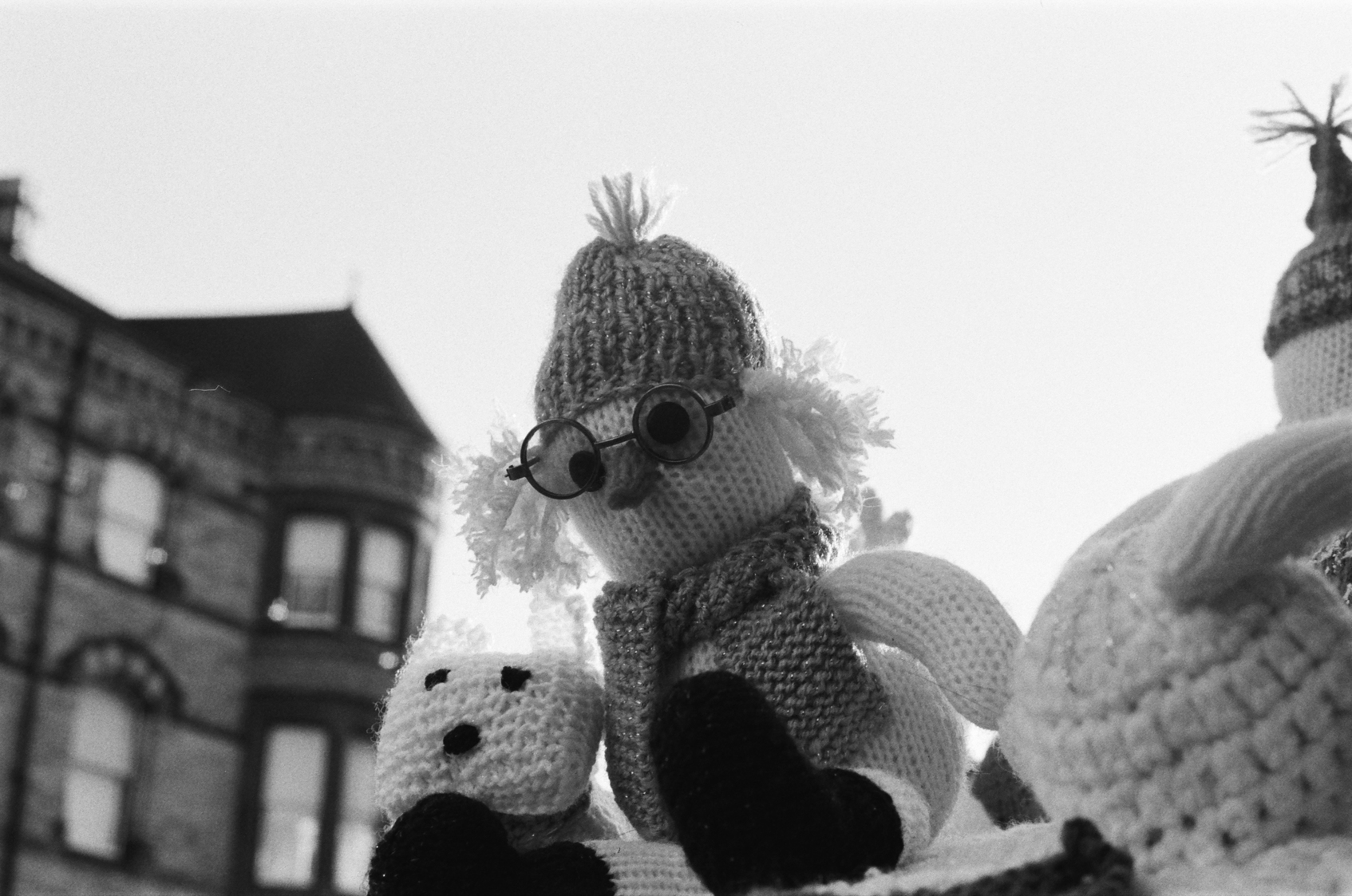 a postbox snowman